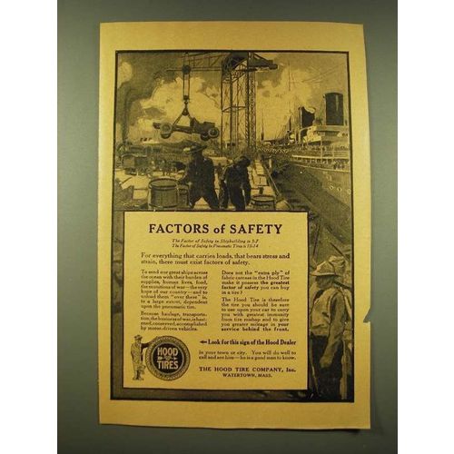 1918 Hood tires Ad - The Factor of safety in shipbuilding is 5-7