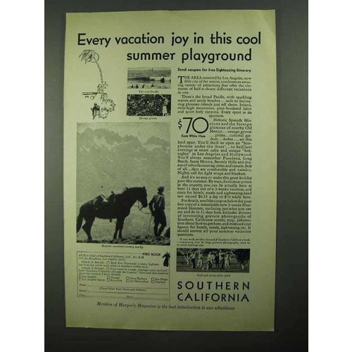 1931 Southern California Tourism Ad - Vacation Joy