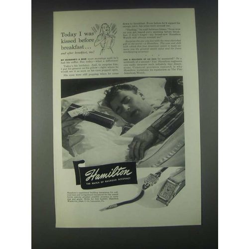 1946 Hamilton Watches Ad - Today I Was Kissed Before Breakfast