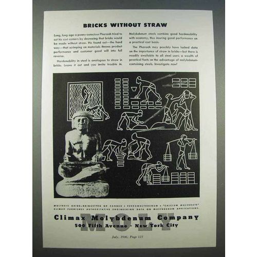 1946 Climax Molybdenum Ad - Bricks Without Straw