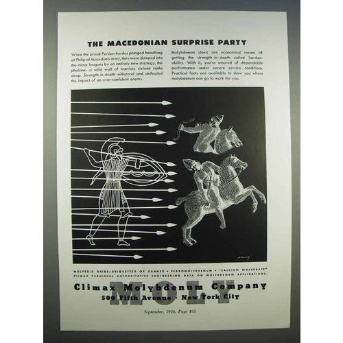 1946 Climax Molybdenum Ad - Macedonian Surprise Party