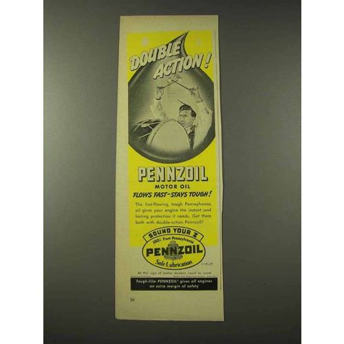 1948 Pennzoil Oil Ad - Double Action!