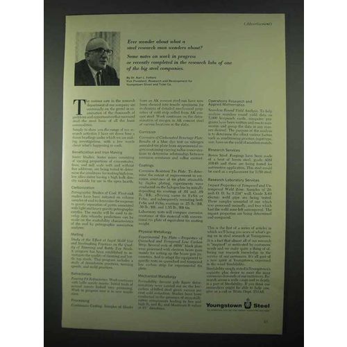 1967 Youngstown Steel Ad - A Steel Research Man Wonders