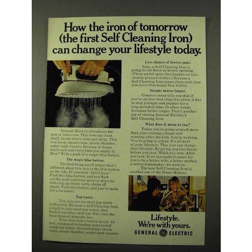 1972 General Electric Self Cleaning Iron Ad - Iron of Tomorrow