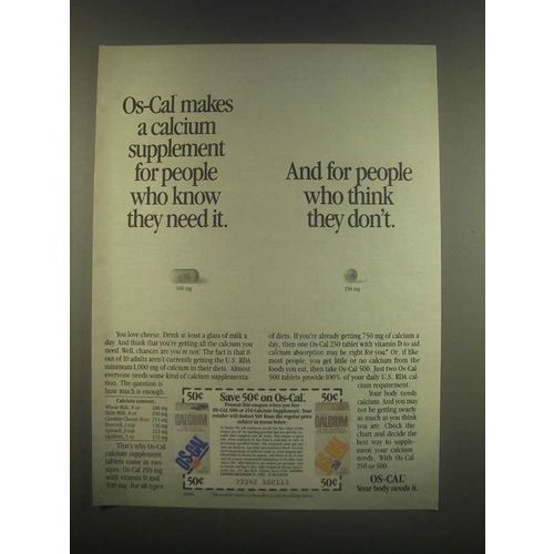 1985 Os-Cal Calcium Ad - People Who Know They Need It