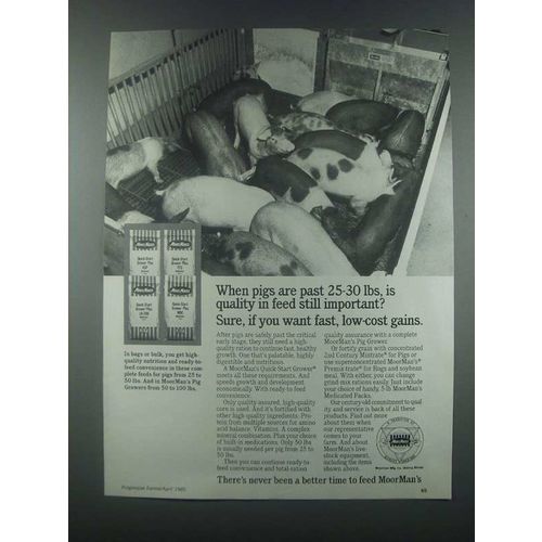 1985 MoorMan's Mineral Ad - When Pigs Are Past 25-30