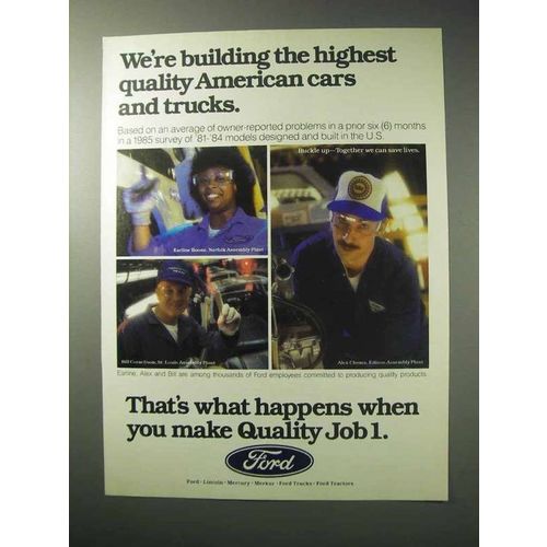 1986 Ford Cars Ad - Highest Quality American Cars
