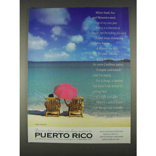 1996 Puerto Rico Tourism Ad - Sand, Sea and Memories
