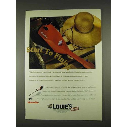 1996 Lowe's Homelite Electric Start Gas Trimmer Ad