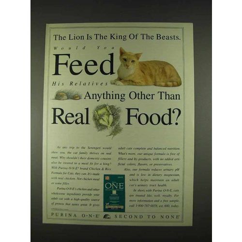 1996 Purina ONE Cat Food Ad - Lion is the King