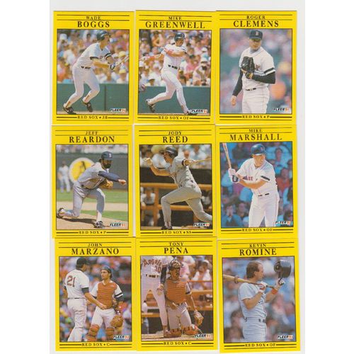 1991 Fleer Boston Red Sox team set with Updates-35 cards+top ten-Factory