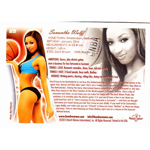 Samantha Wolf #85 - Bench Warmers 2013 Sexy Trading Card