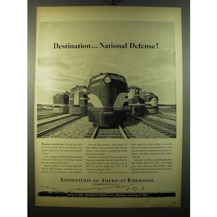 1950 Association of American Railroads Ad - Destination National Defense