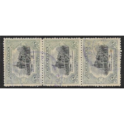 1902/1907 Michel 113c - fine used (o) - strip of 3