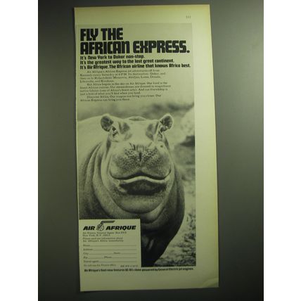 1974 Air Afrique Advertisement - Fly the American Express