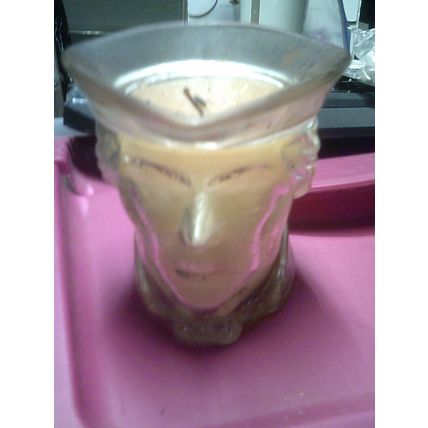 Avon Colonial man head glass candle holder