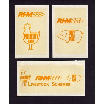 c1950s RHM Livestock, Poultry Bank & Pig Bank waterslip transfer labels
