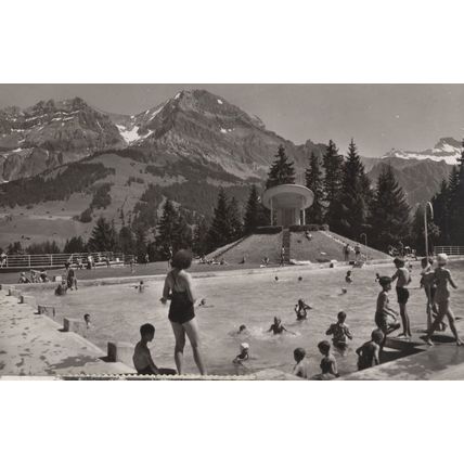 Adelboden Swimming Pool Switzerland Real Photo Postcard