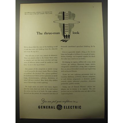 1953 General Electric Ad - The three-man look
