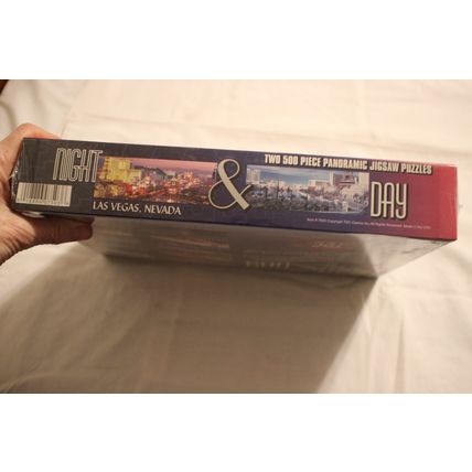 NIGHT & DAY LAS VEGAS, NEVADA 2-500 PIECE PANORAMIC PUZZLES MOSTLY SEALED