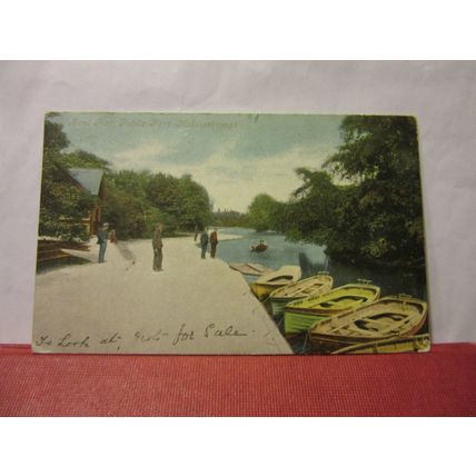 BOAT PIER, PUBLIC PARK, MIDDLESBROUGH, YORKSHIRE .used antique postcard =