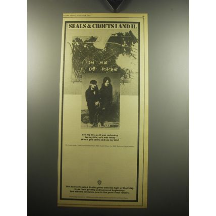 1974 Seals & Crofts I and II Album Ad - See my life, as it was yesterday