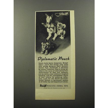 1956 Steiff Animal Toys Ad - Diplomatic Pouch