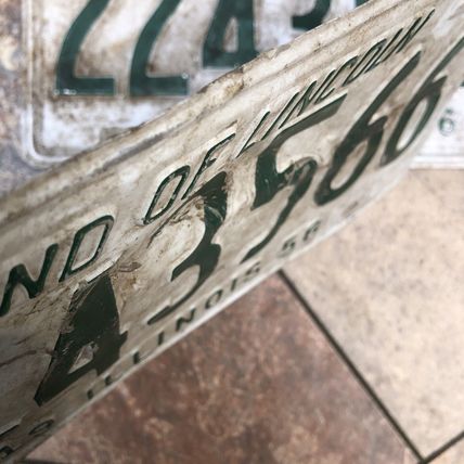 Illinois 1956 Vintage License Plate Pair Rustic Antique Vintage Patina 2243566