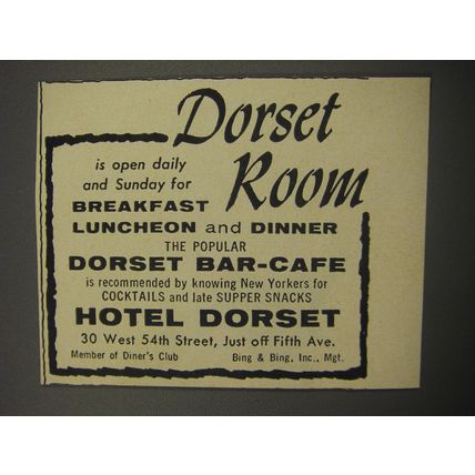 1955 Hotel Dorset Advertisement