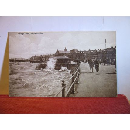 ROUGH SEAS, MORECAMBE, LANCASHIRE used antique postcard 1925 pm =