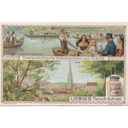 Traunsee Austria Lake Leipzig Extrakt Boat Sailing Old Trade Card