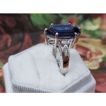 Minas Gerais Twilight Quartz Fancy Cut Ring Sz P½- Q Platinum Overlay 925 Silver