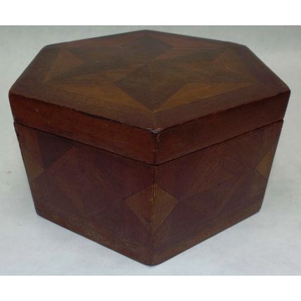 Antique Wooden Jewelry Trinket Sewing Wood Box Inlay Vintage 1800's Velvet Lined