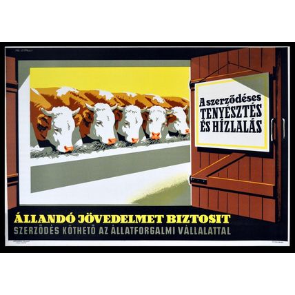 CONTRACTUAL BREEDING AND FATTENING 1965 Gyorgy Pal HUNGARIAN POSTER