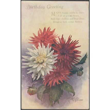 AF Armitage - Birthday Greetings, 1918 - Tuck's Oilette Postcard
