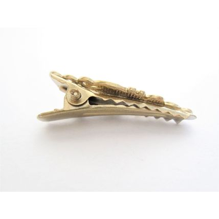Small tiny gold metal filigree hair pin alligator clip barrette for fine thin