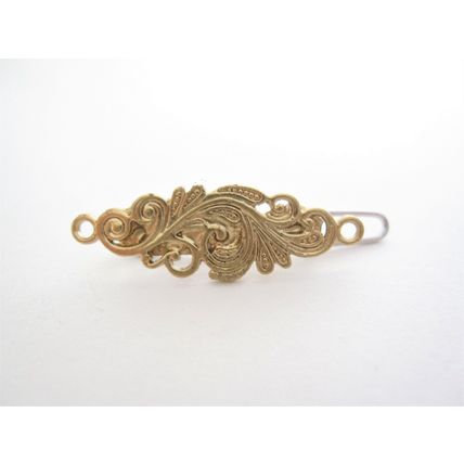 Small tiny gold metal filigree hair pin alligator clip barrette for fine thin
