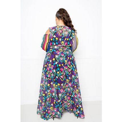 Multi Print Chiffon Maxi Dress