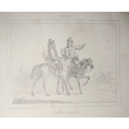 1840 Russia - Tataros a Caballo - engraving. El universo pintoresco