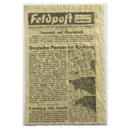 WW2 American Artillery Shell Propaganda Leaflet. - Feldpost No. 12. - 1945.