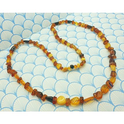 Vintage Genuine Natural Baltic Amber Chunky Polished Nugget Beaded Necklace