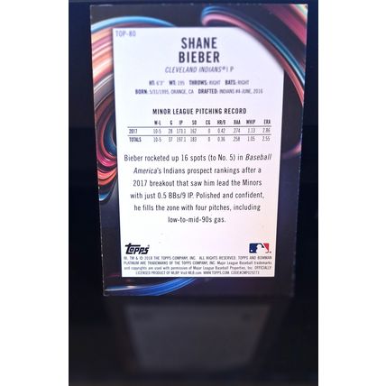 SHANE BIEBER 2018 TOPPS BOWMAN PLATINUM BASEBALL CARD #TOP-80