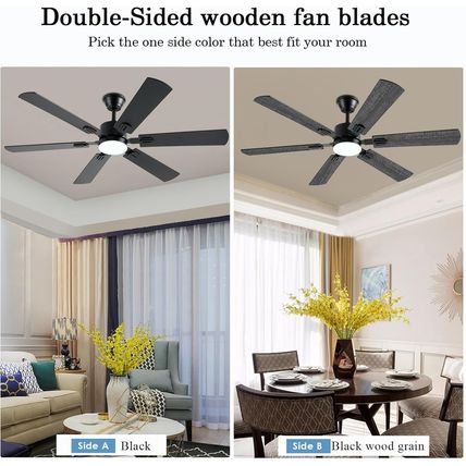 56Inch Black Ceiling Fans with Lights and Remote/App Control, Dimmable LED, Reve