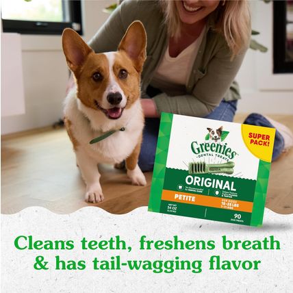 Greenies Original Petite Natural Dental Care Dog Treats, 54 Oz. Pack (90 Treats)