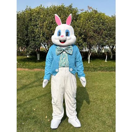 New Easter Bunny Costume Adult Rabbit Halloween Mascot Costume Fancy Dress Blue