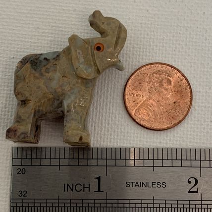 Steatite Elephant Soapstone Figurine MINI Carved Crystal Animal Stone Lucky Pet
