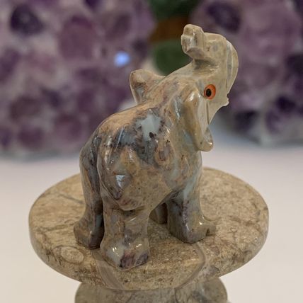 Steatite Elephant Soapstone Figurine MINI Carved Crystal Animal Stone Lucky Pet