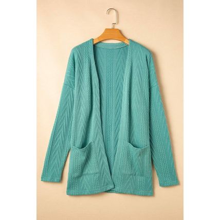 Canton Solid Textured Open Front Cardigan with Pocket