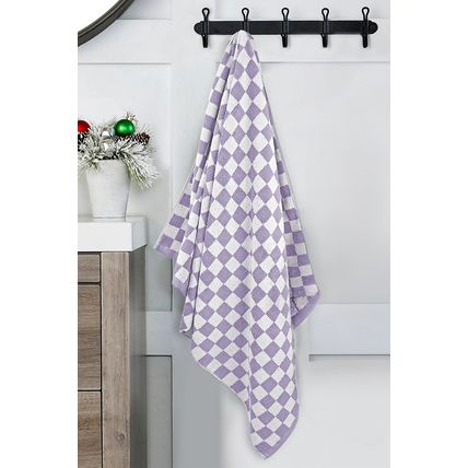 Orchid Petal Checkered Print Soft Large Bath Towel