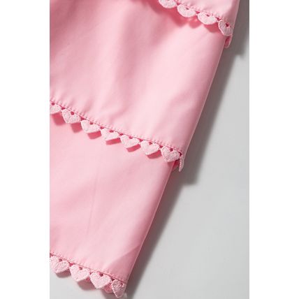 Pink Tiered Heart Trim Square Neck Flutter Top